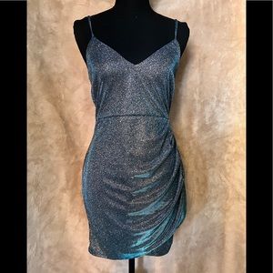 Teal blue glitter dress
